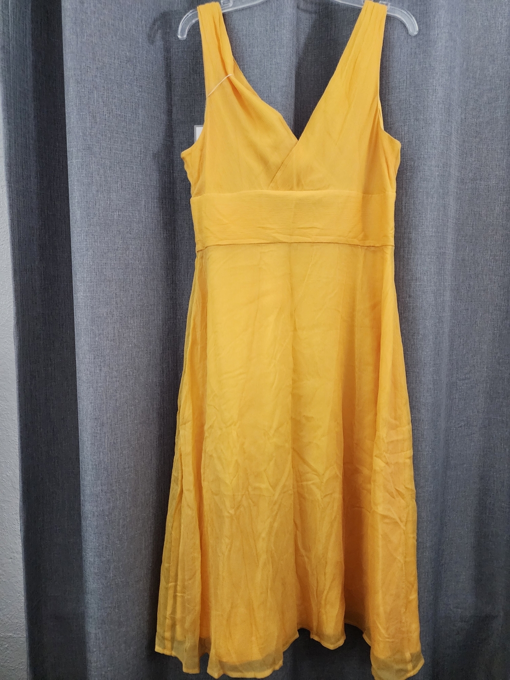 J. Crew Mustard Yellow V-Neck Sleeveless Midi Dress
